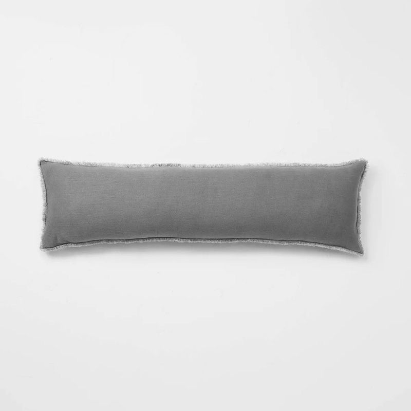 a long grey pillow